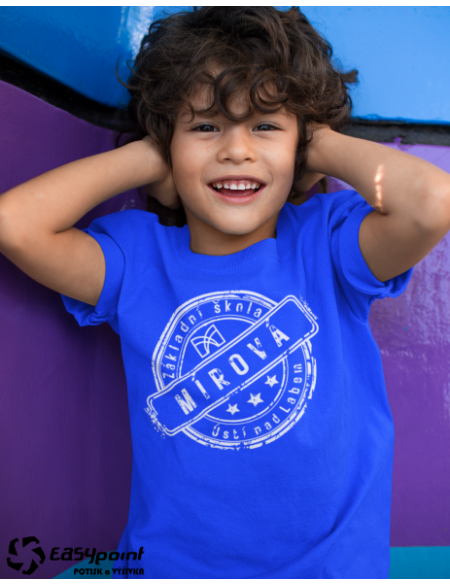 Dětské triko ZŠ Mírová royal blue 10 let