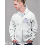Mikina pánská - unisex na zip ZŠ Mírová bílá potisk vpředu i vzadu M
